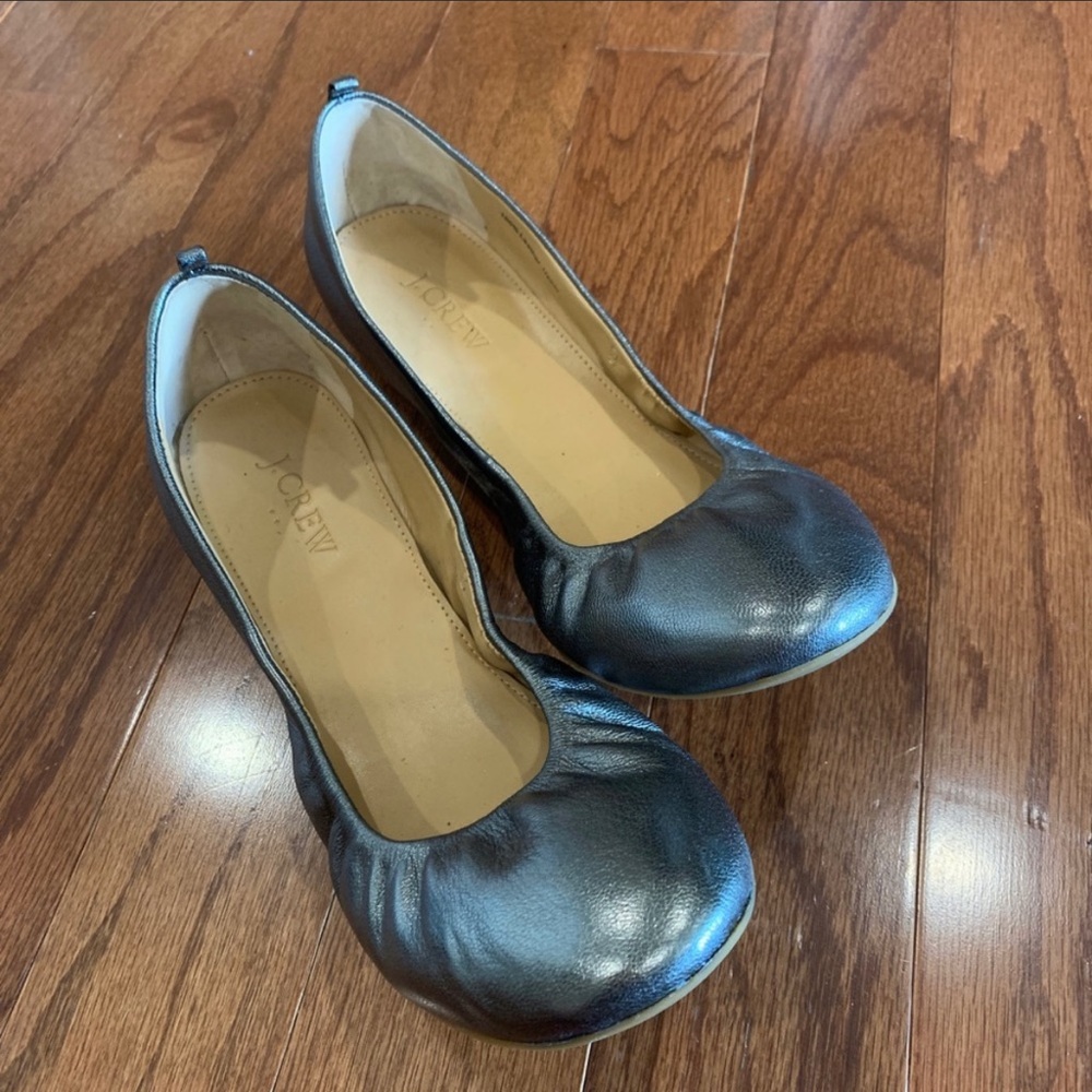 J Crew Factory metallic leather ballet flats 10